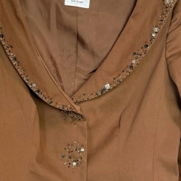 Moschino Vintage Beaded Cotton Peplum Blazer Jacket Cheap &Chic Ruffles Flare 10 - Picture 6 of 16
